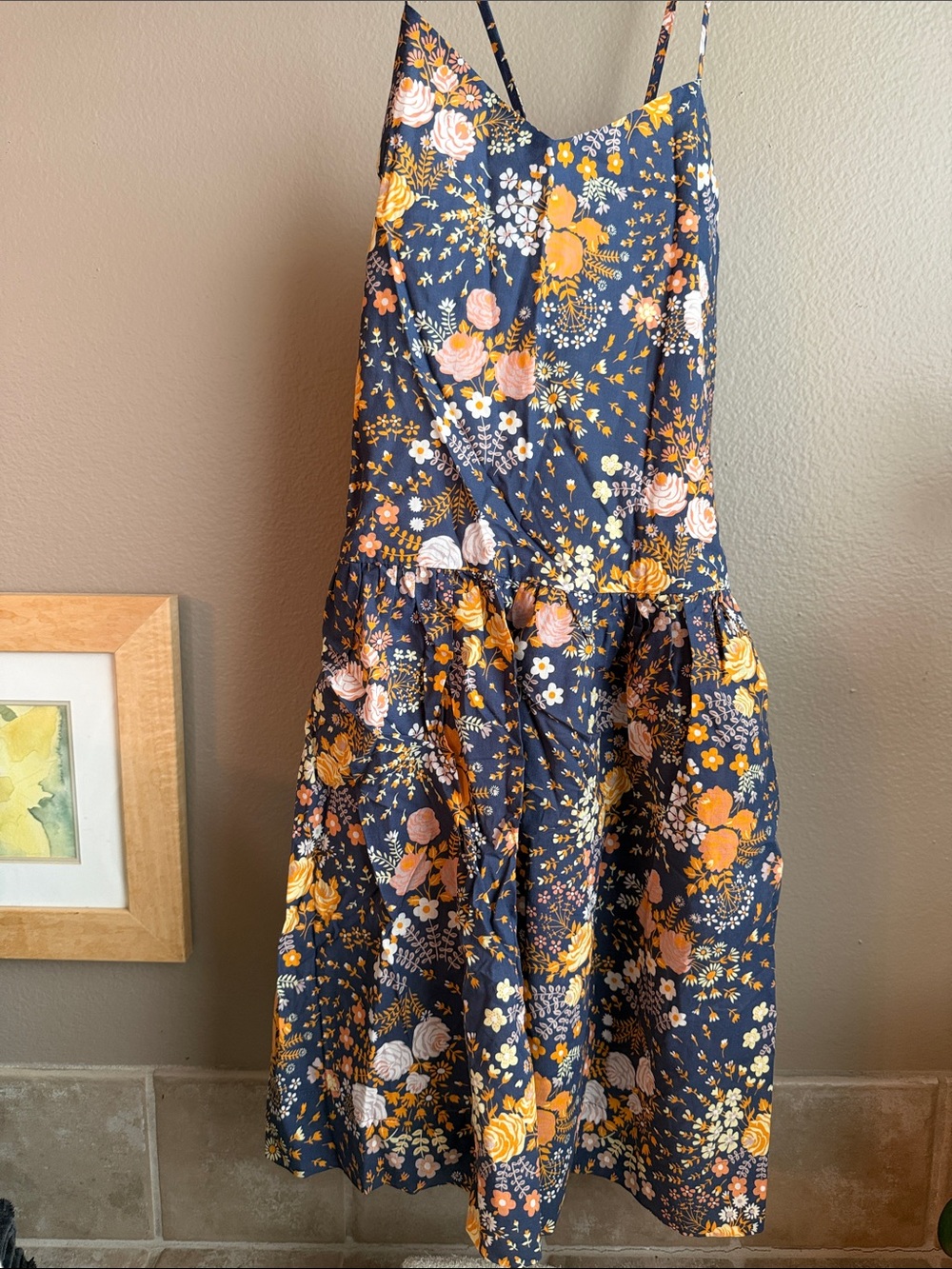 Floral Navy Spaghetti-Strap Mini Dress